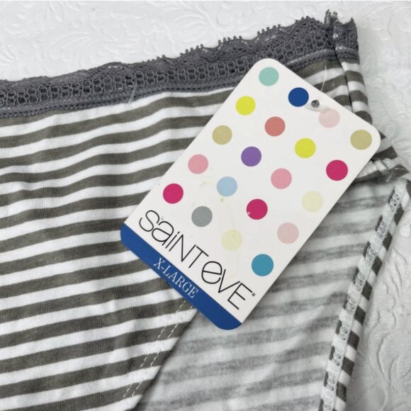 Saint Eve Intimates Hi-Cut Panties Grey White Striped XL NWT Soft Stretch - Picture 3 of 4